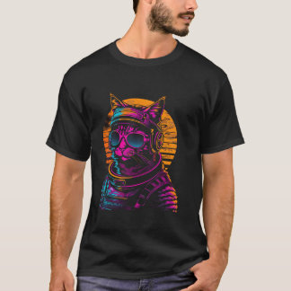 T-shirt Cat Astronaut Space Galaxy Retro Vintage Sunset Ca