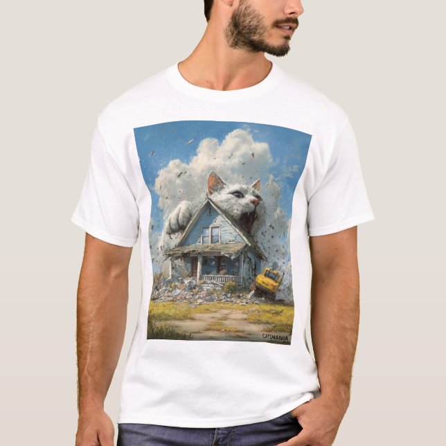 T-shirt Cat-astrophe : L'expert de la démolition Feline (Devant)