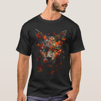 T-shirt Cat Autumn Leaves Colourful Eyes Cat Motif