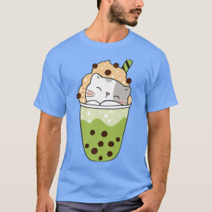 T-shirt Cat boba matcha Boba bubble thé adorable anime kaw