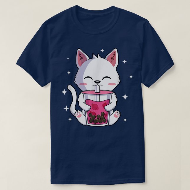 T-shirt Cat Boba Tea Bubble Tea Anime Kawaii Neko Venin (Design devant)