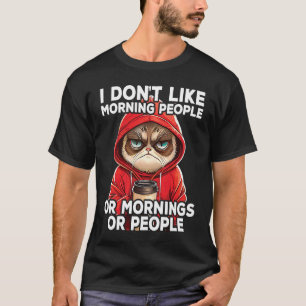 T-shirt Cat Café Je n'aime pas les gens du matin 1