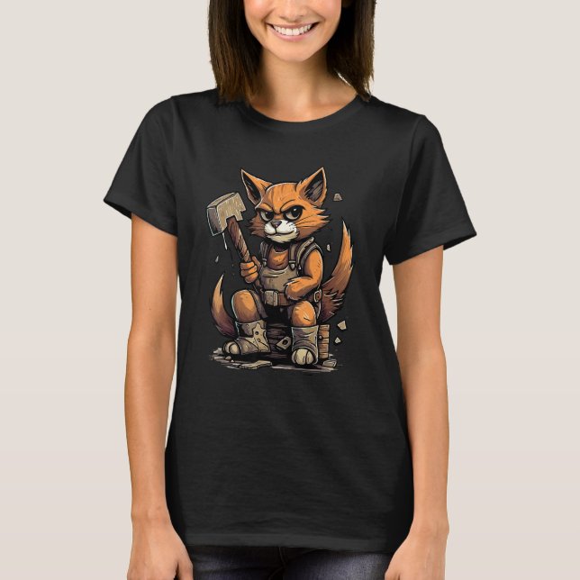 T-shirt Cat Carpenter Carpentry Woodworking Woodwork Cat (Devant)