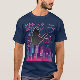 T-shirt Cat Catzilla Japanese retro aesthetic funny