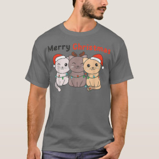 T-shirt Cat Christmas Animaux mignons Chats Joyeux Noël
