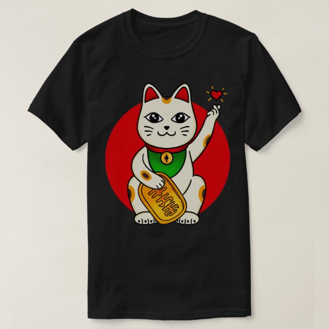 T-shirt Cat coeur de doigt chanceux (Design devant)