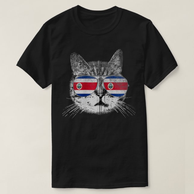 T-shirt Cat Costa Rica Pays Drapeau Rétro Hommes Femmes En (Design devant)