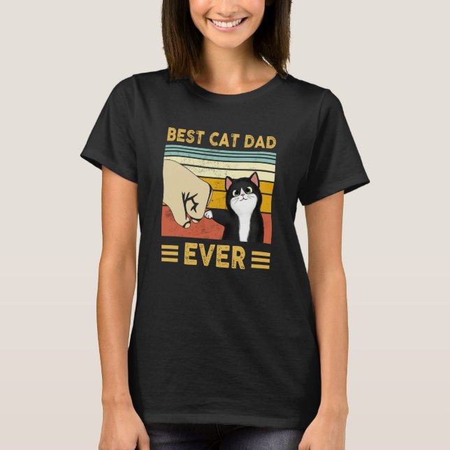 T-shirt Cat Dad Father's Day 2023 Cat Daddy Retro Best Cat (Devant)