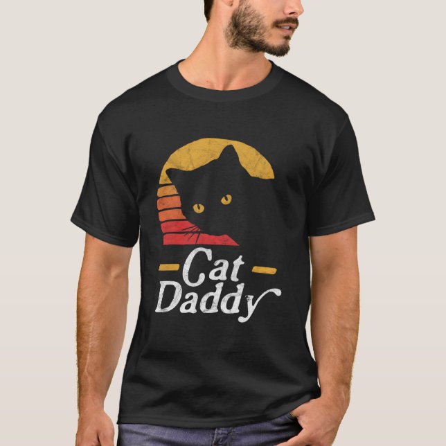 T-shirt Cat Daddy Eighties Style Cat Distressed (Devant)