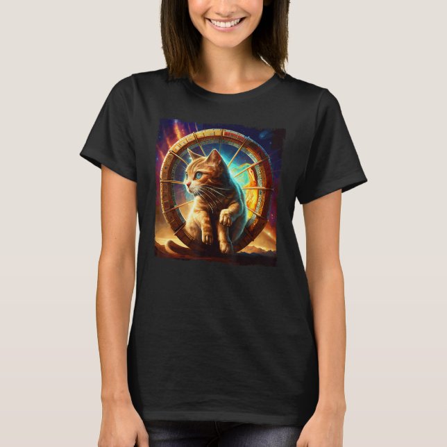 T-shirt Cat Dinosaur Space (Devant)