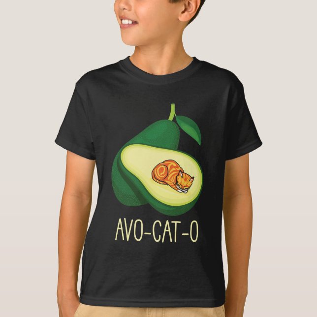 T-shirt Cat Dormant Avocado Cute Animal Pun (Devant)