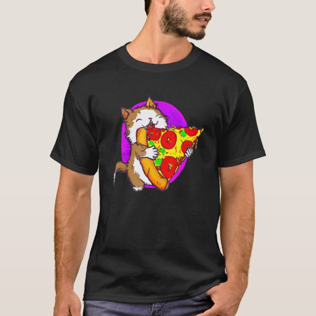 T-shirt Cat Eating Pizza Cat And Pizza  1 (Devant)