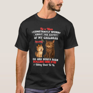 T-shirt Cat En Tant Que Maman Je M'Inquiète Constamment De