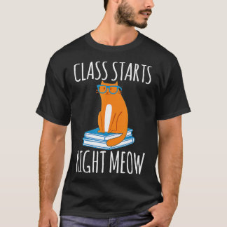 T-shirt Cat Enseignant Commence À Droite Meow Chats Lover 