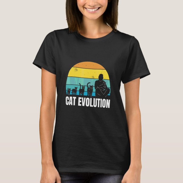 T-shirt Cat Evolution Cool Retro Amusement bizarre Bizarre (Devant)