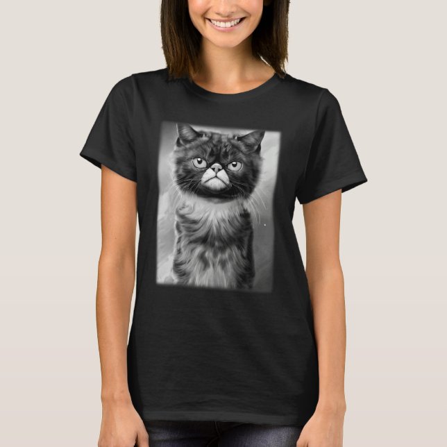 T-shirt Cat face graphic  animal pet  grumpy kitten print  (Devant)