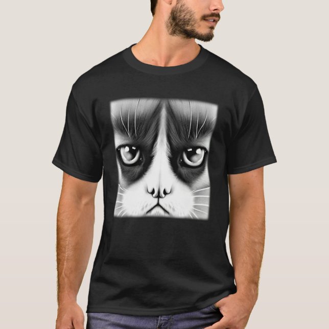 T-shirt Cat face graphic  animal pet  grumpy kitten print  (Devant)