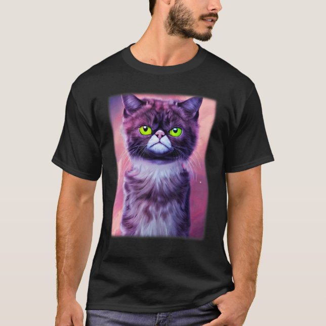 T-shirt Cat face graphic  animal pet  grumpy kitten print  (Devant)