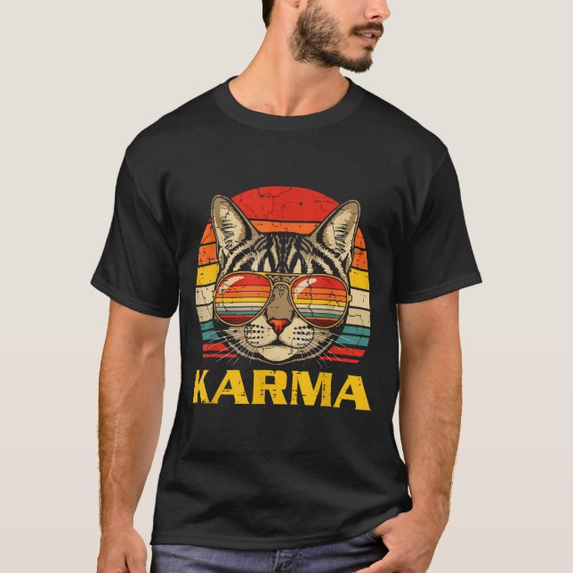 T-shirt Cat Face Sungles Karma Funny Kitten Kitty Men Wome (Devant)