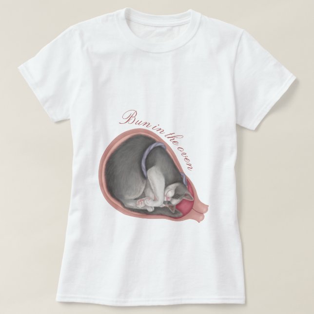 T-shirt Cat Fetus - Bun dans le four (Design devant)