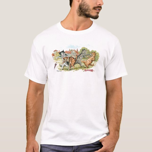 T-shirt Cat Fight Louis Wain (Devant)