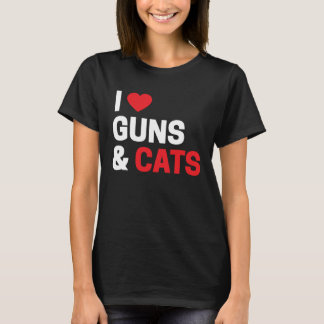 T-shirt Cat For Men & Women I Love Guns & Cats