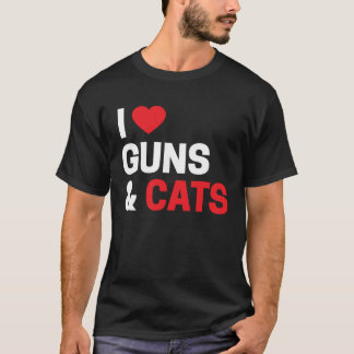 T-shirt Cat For Men & Women I Love Guns & Cats