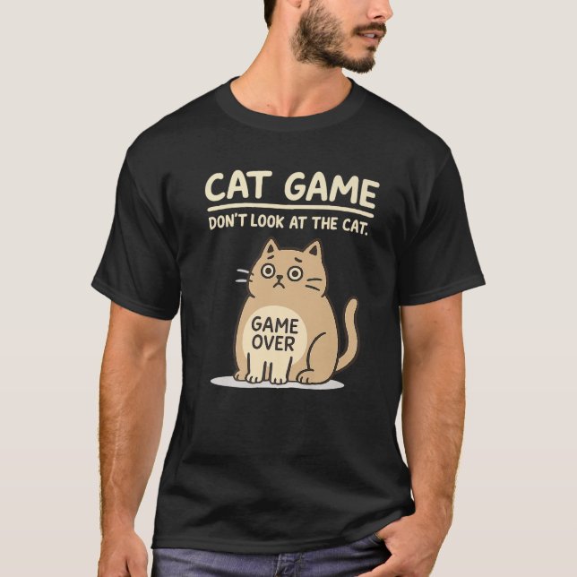 T-shirt Cat Game Over Funny Cat Owner Hilarious Fat Retro  (Devant)