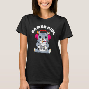 T-shirt Cat Gamer Girl Jeu Vidéo mignonne Jeu Femmes Fille