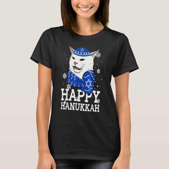 T-shirt Cat Happy Hanukkah Meowzel Tov Menorah Jewish Holi (Devant)