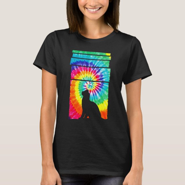 T-shirt Cat Hippie Tie Dye Cat   (Devant)