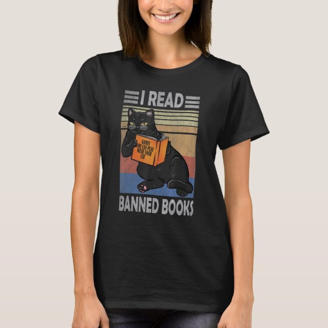 T-shirt Cat I Lire Livres Interdits Bookworts Loves Lectur (Devant)