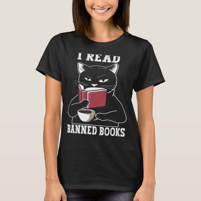 T-shirt Cat I Lire Livres Interdits Bookworts Reading Book (Devant)