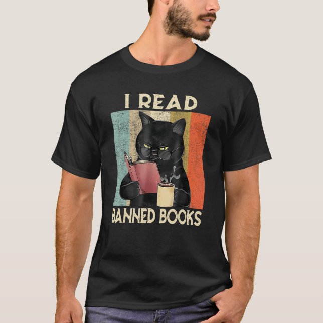 T-shirt Cat I Read Banned Books  Bookworms Reading Book 2 (Devant)