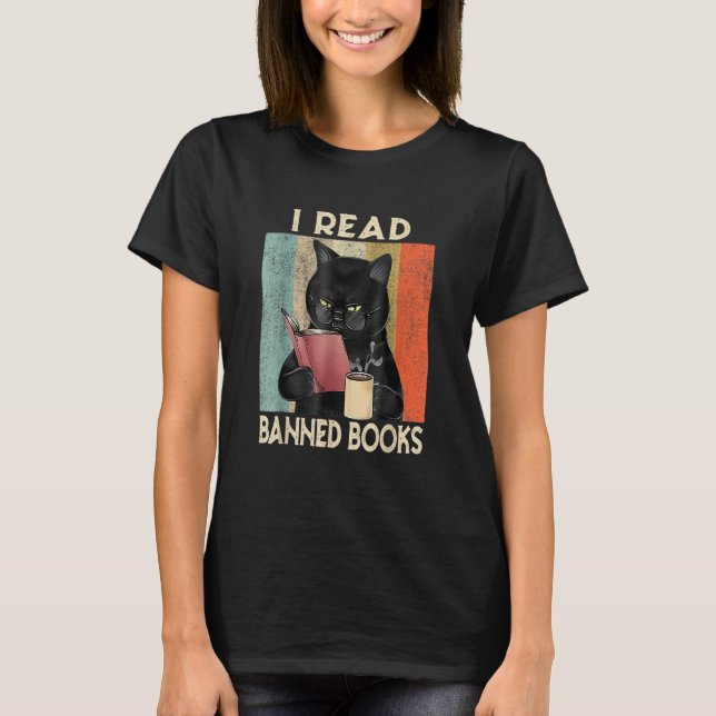 T-shirt Cat I Read Banned Books  Bookworms Reading Book 4 (Devant)