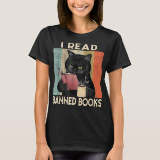 T-shirt Cat I Read Banned Books Funny Bookworms Reading Bo