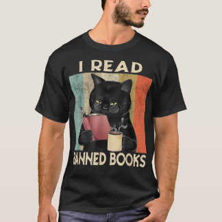T-shirt Cat I Read Banned Books Funny Bookworms Reading Bo