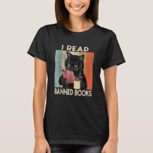 T-shirt Cat I Read Banned Books hommes Bookworms Lecture B