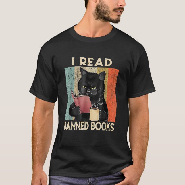 T-shirt Cat I Read Banned Books hommes Bookworms Lecture B (Devant)