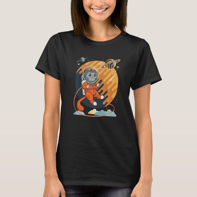 T-shirt Cat in Space Space Cat Nerdy  4 (Devant)