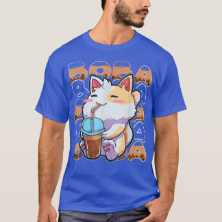 T-shirt Cat Kawaii Cute Anime Cat Otaku Boba Bubble Milk T
