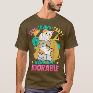 T-shirt Cat Kitten Pile Cute Kawaii Aimer Crazy Adorabl