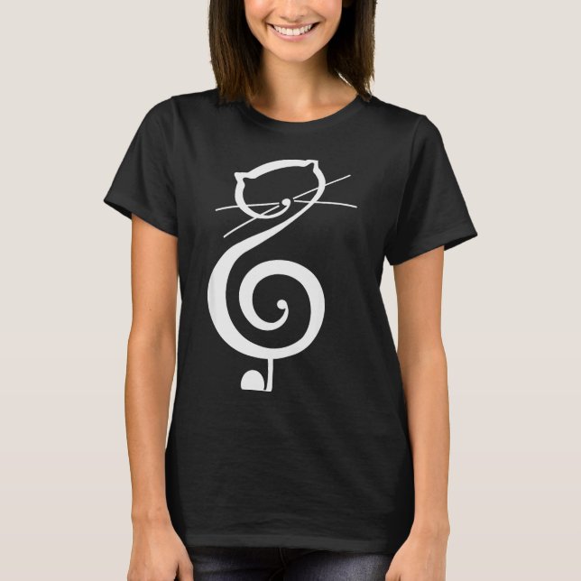 T-shirt Cat Kitty Treble Music Clef Funny Cat Music Notes  (Devant)
