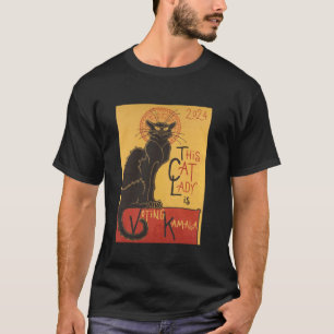 T-shirt Cat Lady Kamala Le Conversation Noir Drôle Électio