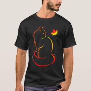 T-shirt Cat Leaf Automne Bonjour Automne Pour Cute Kitten 