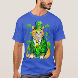 T-shirt Cat Leprechaun Amoureux des chats Shamrock Jour de