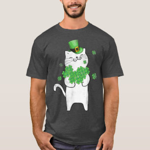 T-shirt Cat Leprechaun Cute Amoureux des chats Shamrock St