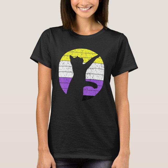 T-shirt Cat LGBT Nonbinary Flag Kitten Non Binary LGBTQ Ga (Devant)