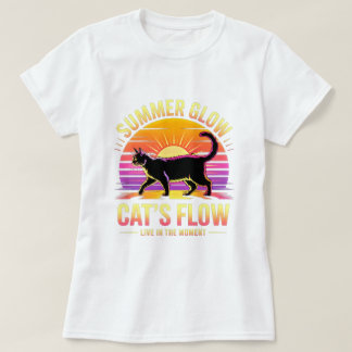 T-shirt Cat Lover Radiant Summer Retro Sunset for Women