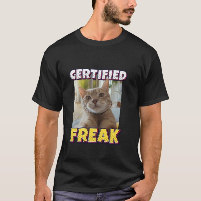 T-shirt Cat Mème Certifié Freak Eat Cement Cursed Cat Cat (Devant)